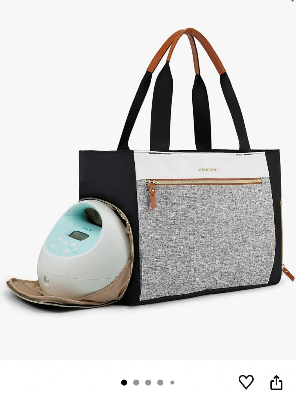 Grey, Black & Cream Breast Pump Bag - Convertible Shoulder & Tote